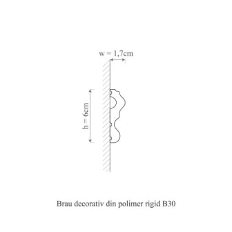 Brâu decorativ din polimer rigid, alb, montat pe perete