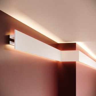 Scafa decorativa alba din polimer rigid cu iluminare LED indirecta