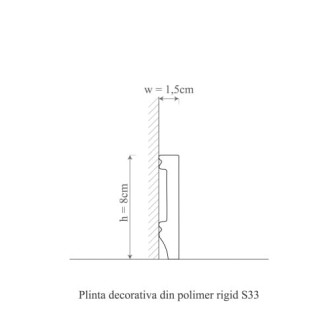 Plintă decorativă albă din polimer rigid