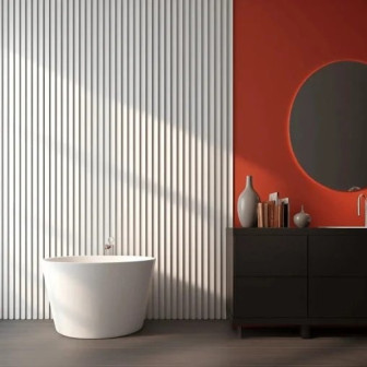 Panou decorativ 3D Riflaj Waves Panou decorativ 3D, model Riflaj Waves, într-o baie modernă