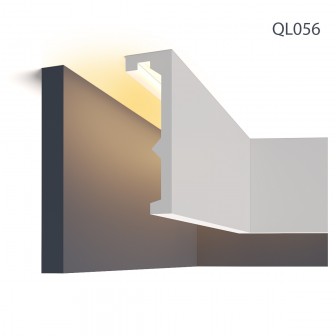 Cornișă decorativă pentru iluminat indirect cu LED și mascare galerie perdea