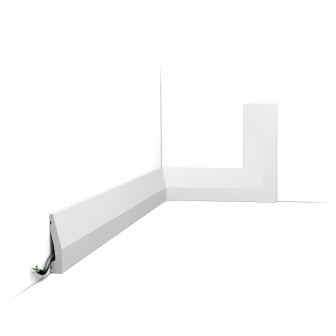 Plinta decorativa duropolimer alba, dimensiuni 200x6x1.2 cm