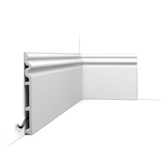 Plintă decorativă modernă, albă, 200x2.2x25 cm