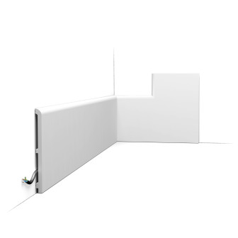 Plinta decorativa alba cu spatiu pentru cabluri