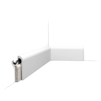 Plinta decorativa alba cu spatiu pentru cabluri