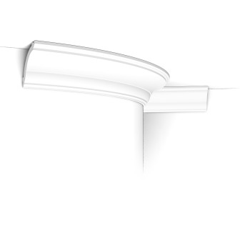 Cornisa decorativa flexibila alba montata pe perete albastru