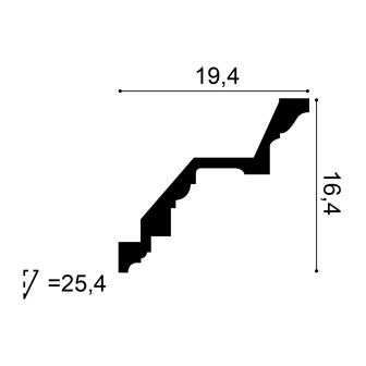 Cornișă decorativă albă pentru tavan