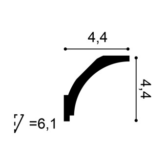 Cornișă decorativă tavan albă, dimensiuni 200 x 4.4 x 4.4 cm