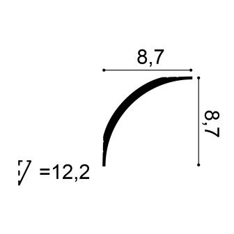 Cornișă decorativă tavan albă, profil