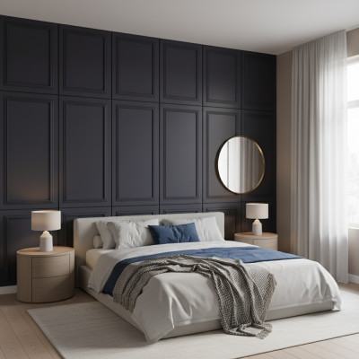 Panou decorativ MDF, culoare grafit mat, cu profil discret in relief.