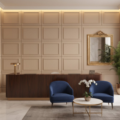 Panou decorativ MDF bej mat cu design clasic