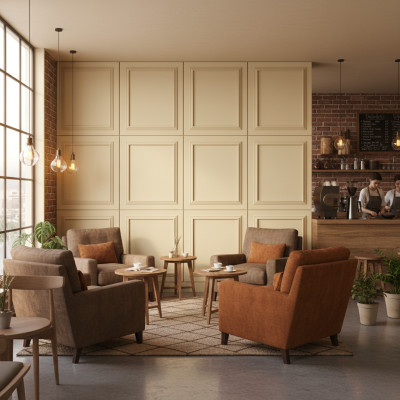 Panou decorativ MDF pastel galben cu rama profilata, finisaj mat