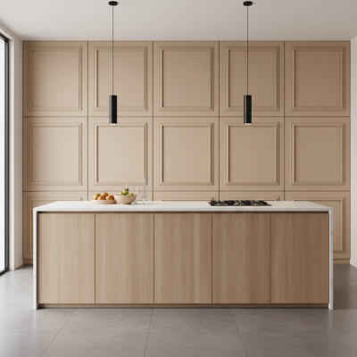 Panou decorativ MDF cu rama clasica, finisaj mat, culoare China Beige