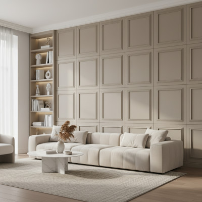 Panou decorativ MDF Olive Green cu finisaj mat și profil sculptat