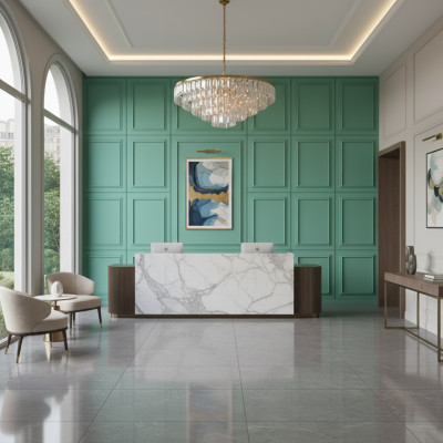 Panou decorativ MDF verde acvatic, finisaj mat, cu cadru discret