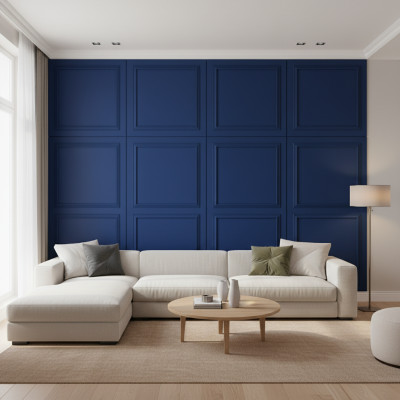 Panou decorativ MDF în nuanța Midnight Blue, cu finisaj mat și design clasic cu chenar