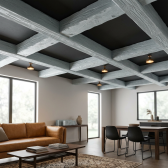 Grindă aparentă imitație lemn, albă, rustică, profil U