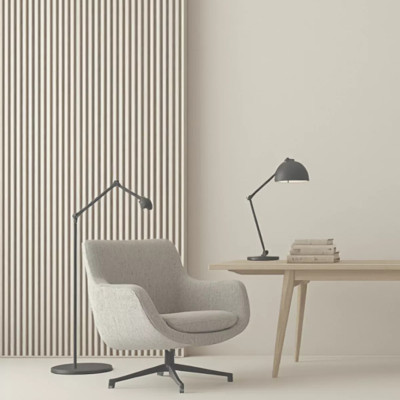 Riflaj decorativ WPC Frost White montat pe perete