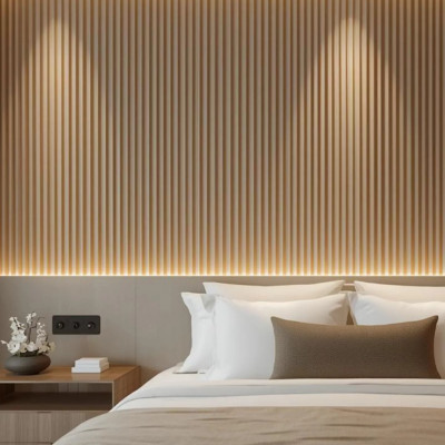 Riflaj decorativ WPC Sand Dune montat pe perete