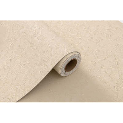 Panou decorativ autoadeziv cu textură de beton, crem, aplicat pe perete