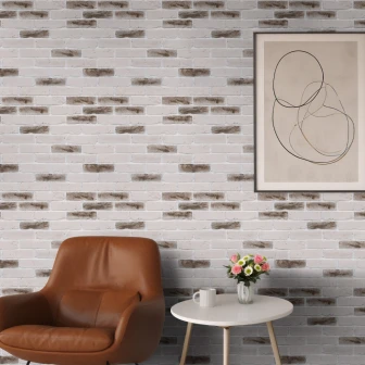 Panou decorativ cărămidă aparentă alb antichizat într-un dormitor modern
