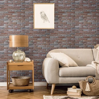 Panouri decorative cu aspect de cărămidă aparentă într-un living modern