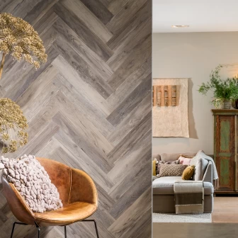 Panou decorativ 3D cu imitație de lemn în design interior modern